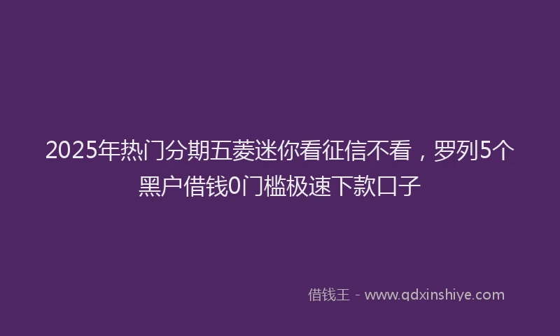2025年热门分期五菱迷你看征信不看，罗列5个黑户借钱0门槛极速下款口子