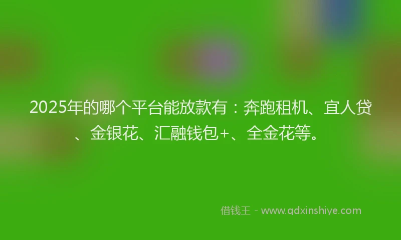 2025年的哪个平台能放款有：奔跑租机、宜人贷、金银花、汇融钱包+、全金花等。