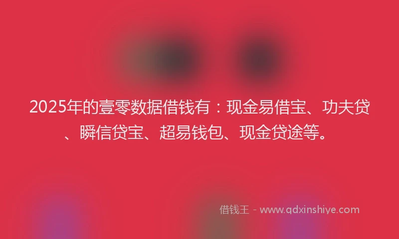 2025年的壹零数据借钱有：现金易借宝、功夫贷、瞬信贷宝、超易钱包、现金贷途等。