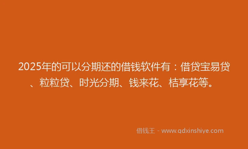 2025年的可以分期还的借钱软件有：借贷宝易贷、粒粒贷、时光分期、钱来花、桔享花等。