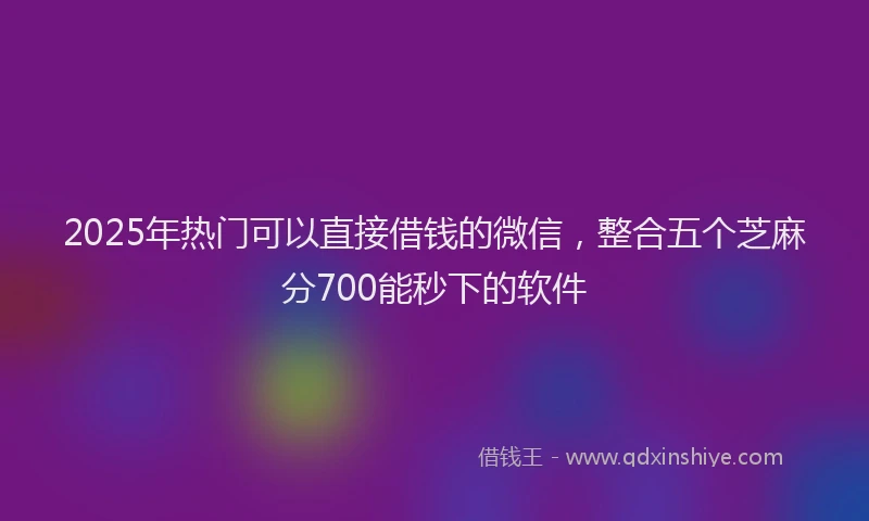 2025年热门可以直接借钱的微信，整合五个芝麻分700能秒下的软件