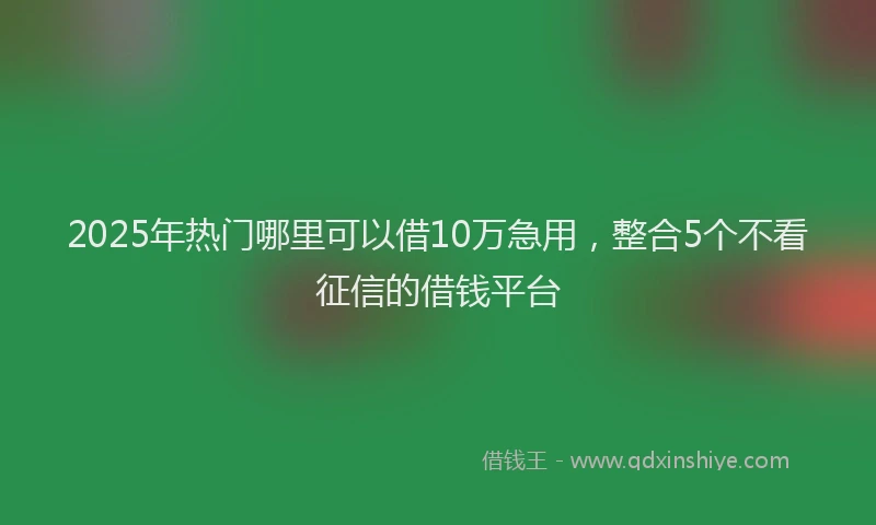 2025年热门哪里可以借10万急用，整合5个不看征信的借钱平台