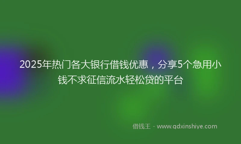 2025年热门各大银行借钱优惠，分享5个急用小钱不求征信流水轻松贷的平台