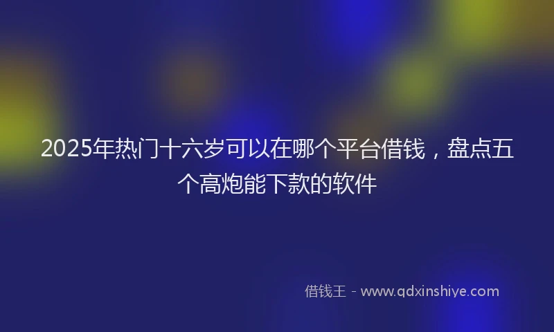 2025年热门十六岁可以在哪个平台借钱，盘点五个高炮能下款的软件