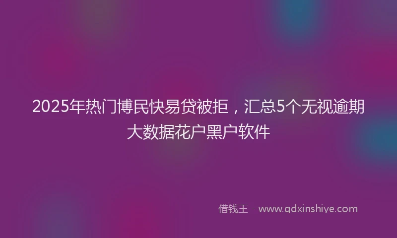 2025年热门博民快易贷被拒，汇总5个无视逾期大数据花户黑户软件
