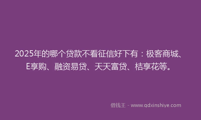 2025年的哪个贷款不看征信好下有：极客商城、E享购、融资易贷、天天富贷、桔享花等。