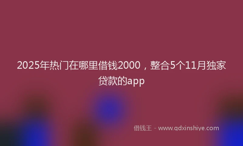 2025年热门在哪里借钱2000，整合5个11月独家贷款的app