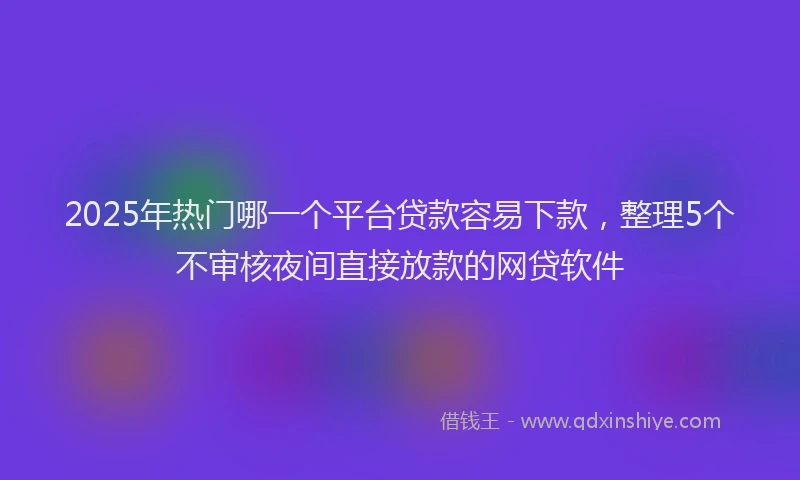 2025年热门哪一个平台贷款容易下款，整理5个不审核夜间直接放款的网贷软件