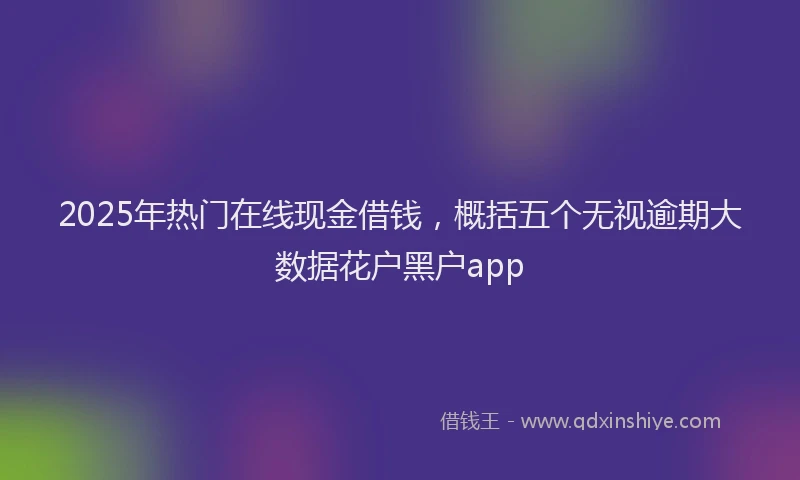 2025年热门在线现金借钱，概括五个无视逾期大数据花户黑户app