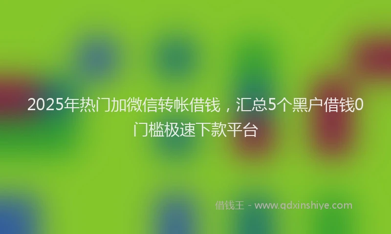 2025年热门加微信转帐借钱，汇总5个黑户借钱0门槛极速下款平台