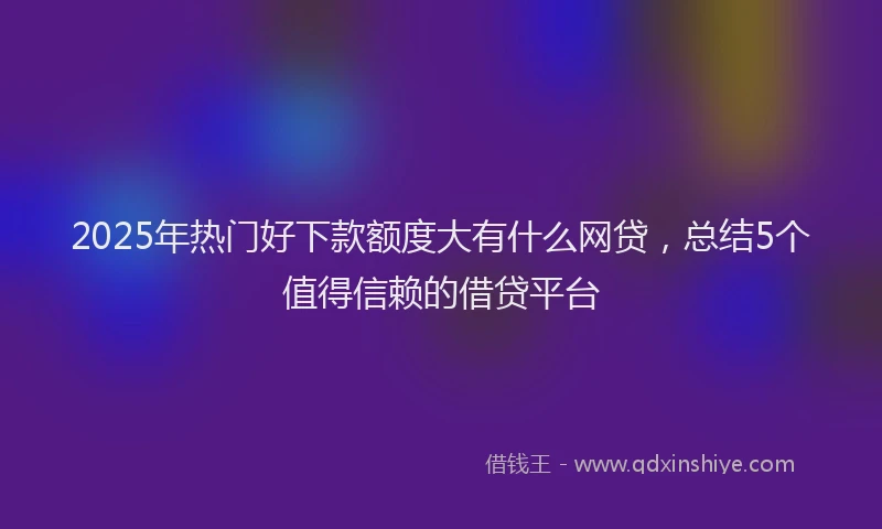 2025年热门好下款额度大有什么网贷，总结5个值得信赖的借贷平台