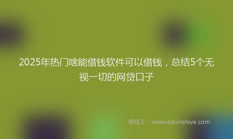 2025年热门啥能借钱软件可以借钱，总结5个无视一切的网贷口子