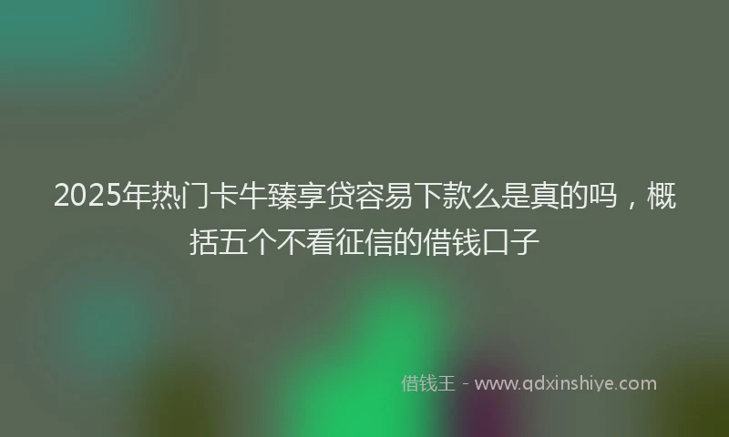 2025年热门卡牛臻享贷容易下款么是真的吗，概括五个不看征信的借钱口子