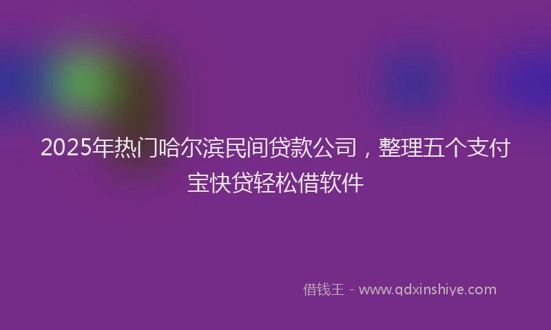 2025年热门哈尔滨民间贷款公司，整理五个支付宝快贷轻松借软件