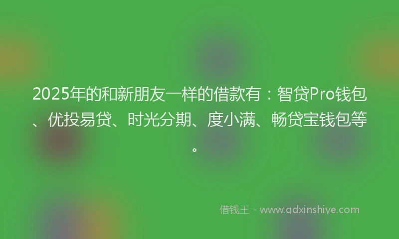 2025年的和新朋友一样的借款有：智贷Pro钱包、优投易贷、时光分期、度小满、畅贷宝钱包等。