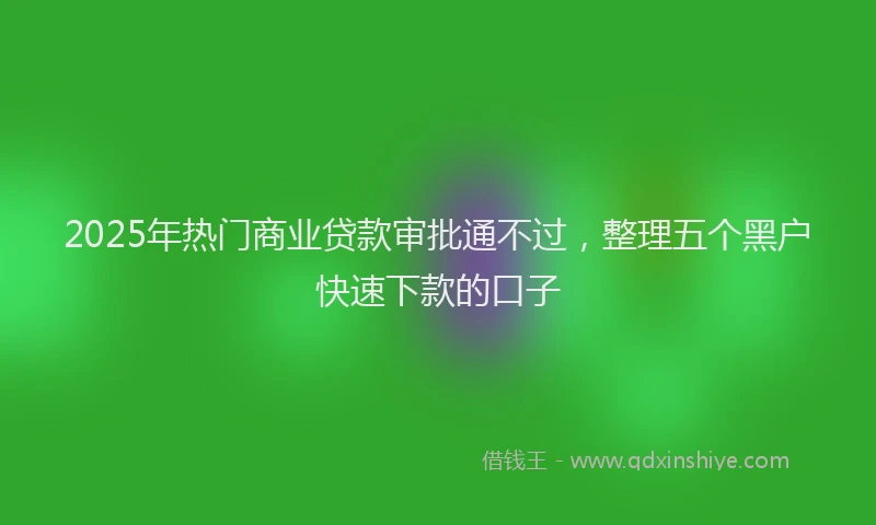 2025年热门商业贷款审批通不过，整理五个黑户快速下款的口子