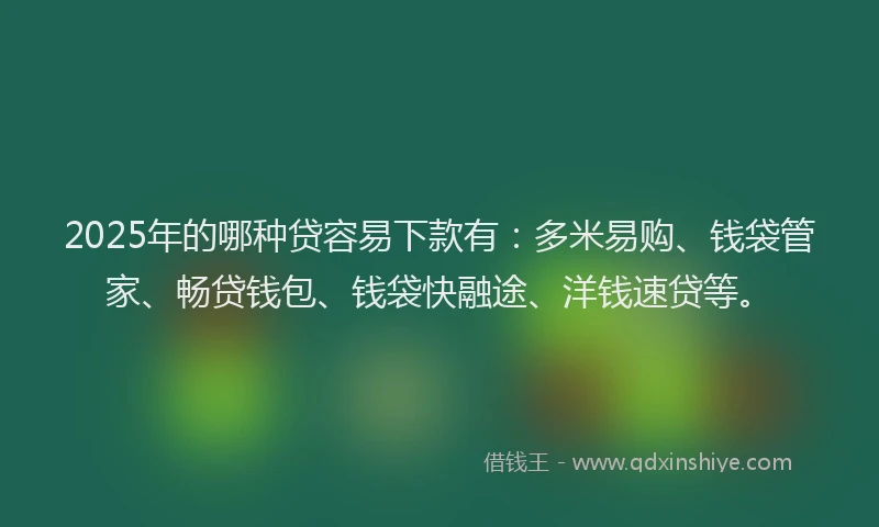 2025年的哪种贷容易下款有：多米易购、钱袋管家、畅贷钱包、钱袋快融途、洋钱速贷等。