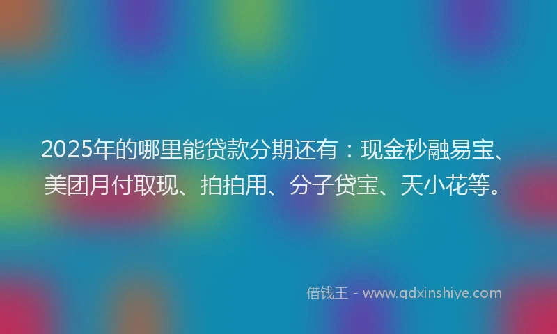 2025年的哪里能贷款分期还有：现金秒融易宝、美团月付取现、拍拍用、分子贷宝、天小花等。