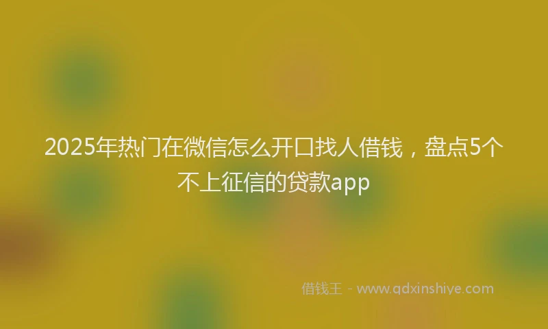 2025年热门在微信怎么开口找人借钱，盘点5个不上征信的贷款app