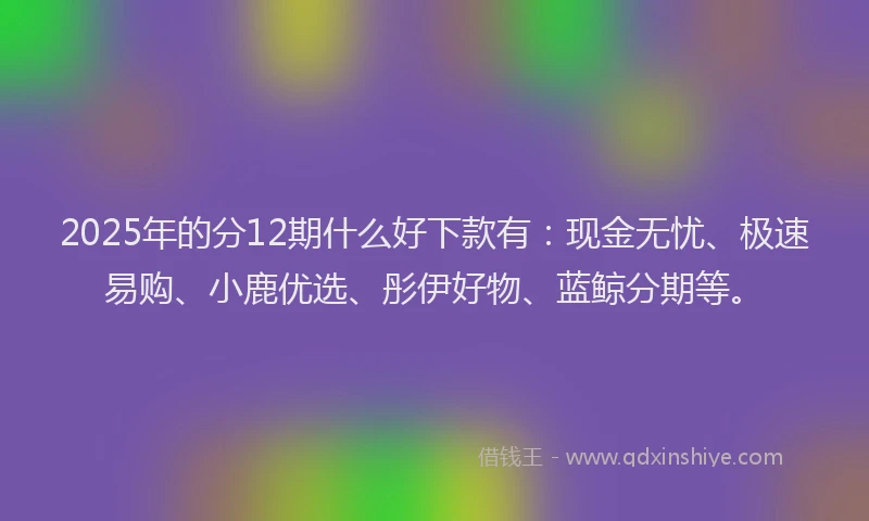 2025年的分12期什么好下款有：现金无忧、极速易购、小鹿优选、彤伊好物、蓝鲸分期等。