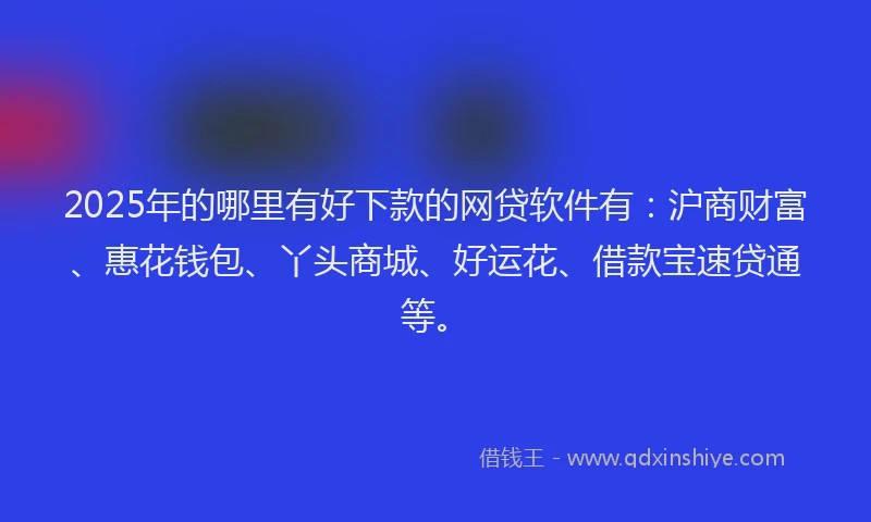2025年的哪里有好下款的网贷软件有：沪商财富、惠花钱包、丫头商城、好运花、借款宝速贷通等。