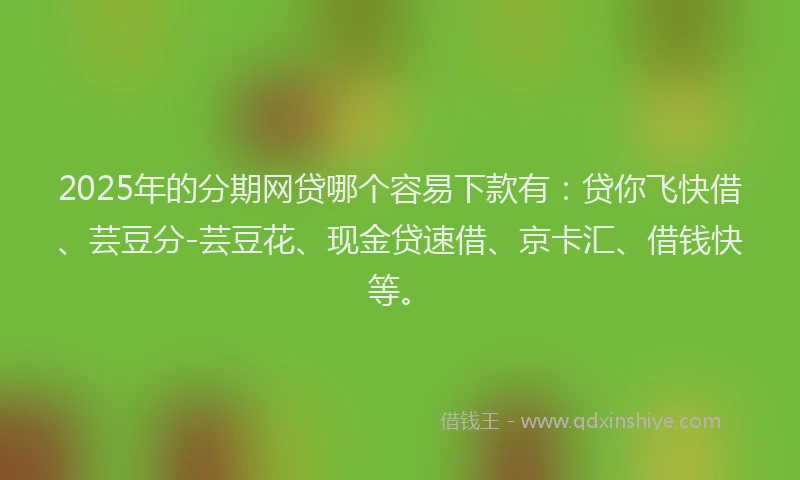 2025年的分期网贷哪个容易下款有：贷你飞快借、芸豆分-芸豆花、现金贷速借、京卡汇、借钱快等。
