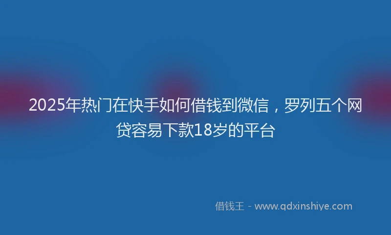 2025年热门在快手如何借钱到微信，罗列五个网贷容易下款18岁的平台