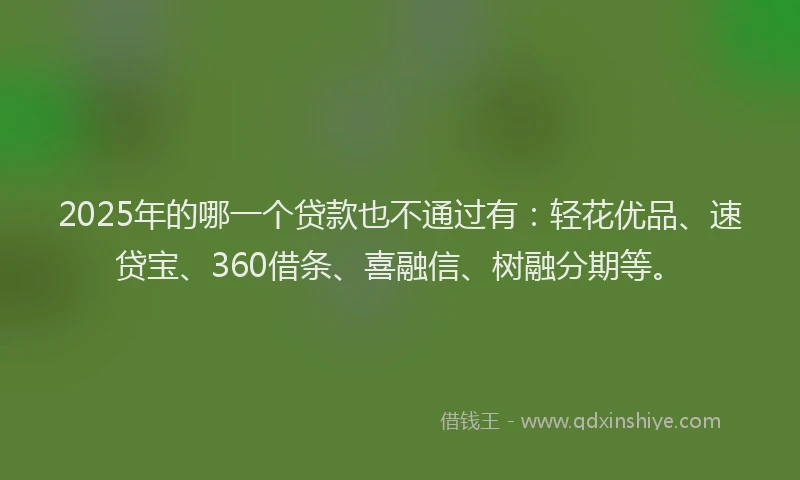 2025年的哪一个贷款也不通过有：轻花优品、速贷宝、360借条、喜融信、树融分期等。