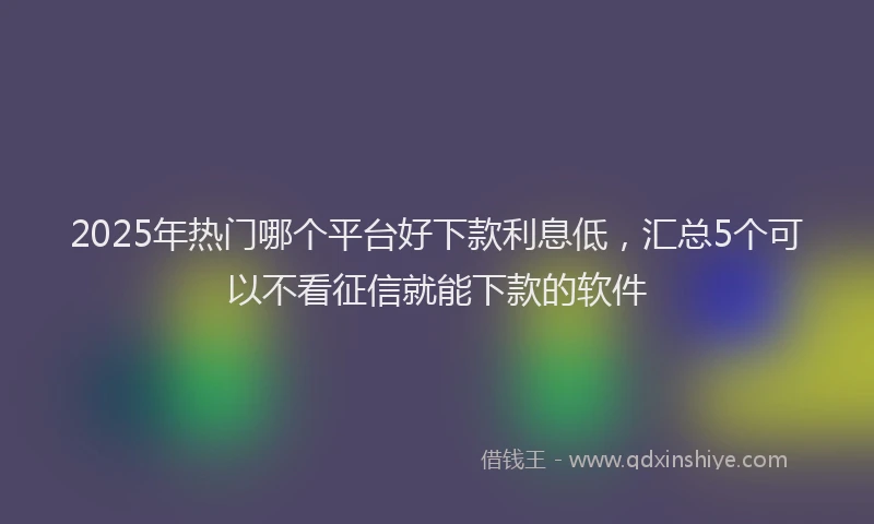 2025年热门哪个平台好下款利息低，汇总5个可以不看征信就能下款的软件