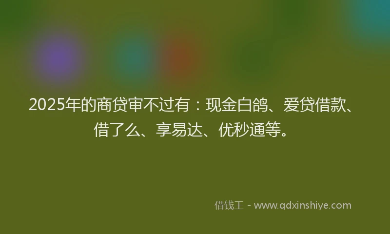 2025年的商贷审不过有：现金白鸽、爱贷借款、借了么、享易达、优秒通等。
