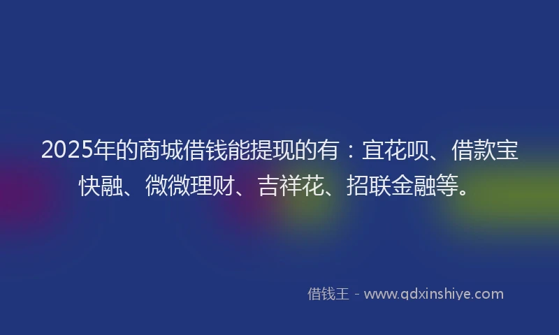 2025年的商城借钱能提现的有：宜花呗、借款宝快融、微微理财、吉祥花、招联金融等。