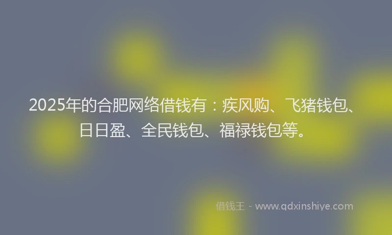 2025年的合肥网络借钱有：疾风购、飞猪钱包、日日盈、全民钱包、福禄钱包等。