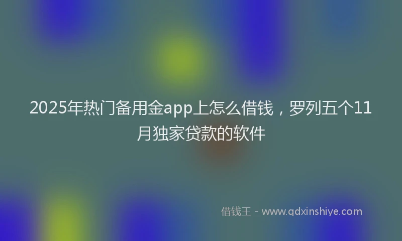 2025年热门备用金app上怎么借钱，罗列五个11月独家贷款的软件