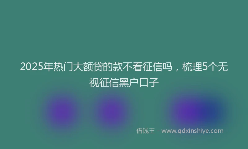 2025年热门大额贷的款不看征信吗，梳理5个无视征信黑户口子