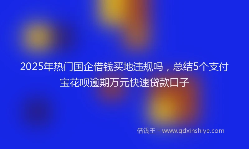 2025年热门国企借钱买地违规吗，总结5个支付宝花呗逾期万元快速贷款口子