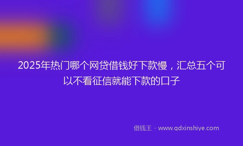 2025年热门哪个网贷借钱好下款慢，汇总五个可以不看征信就能下款的口子