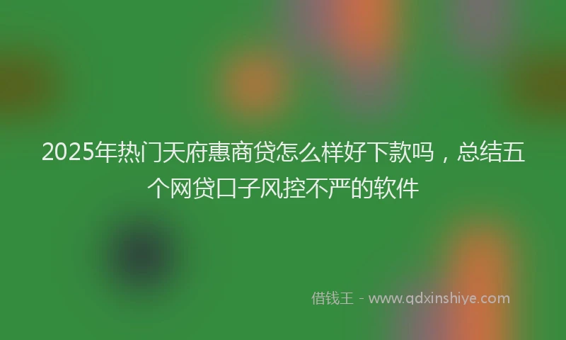 2025年热门天府惠商贷怎么样好下款吗，总结五个网贷口子风控不严的软件