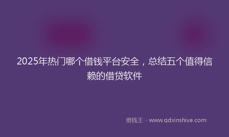 2025年热门哪个借钱平台安全，总结五个值得信赖的借贷软件