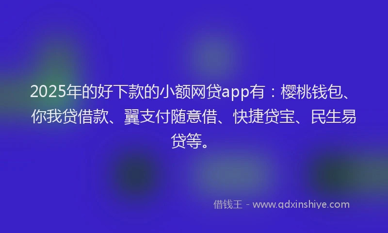 2025年的好下款的小额网贷app有：樱桃钱包、你我贷借款、翼支付随意借、快捷贷宝、民生易贷等。