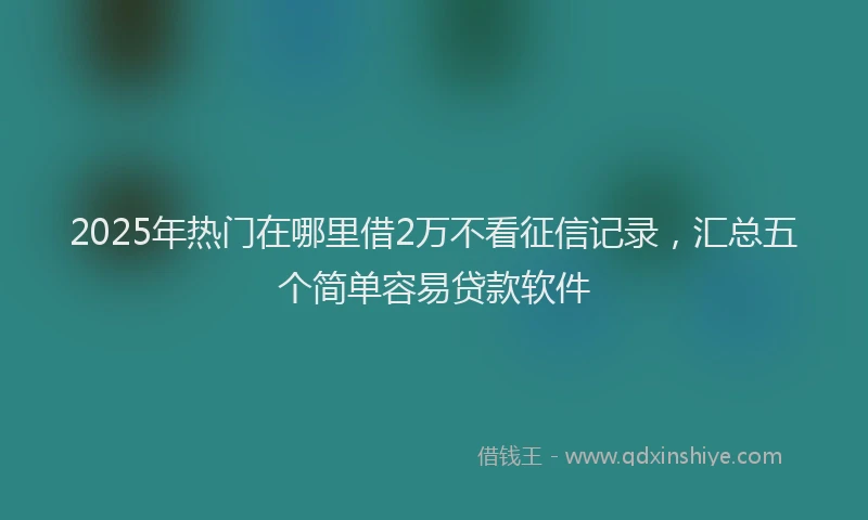 2025年热门在哪里借2万不看征信记录，汇总五个简单容易贷款软件