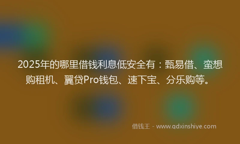 2025年的哪里借钱利息低安全有：甄易借、蛮想购租机、翼贷Pro钱包、速下宝、分乐购等。