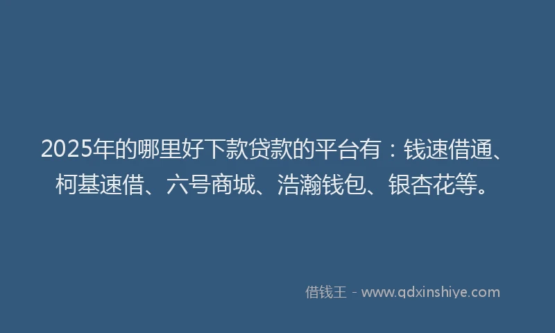 2025年的哪里好下款贷款的平台有：钱速借通、柯基速借、六号商城、浩瀚钱包、银杏花等。
