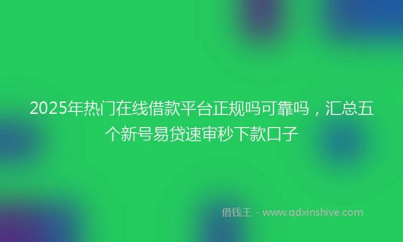 2025年热门在线借款平台正规吗可靠吗，汇总五个新号易贷速审秒下款口子