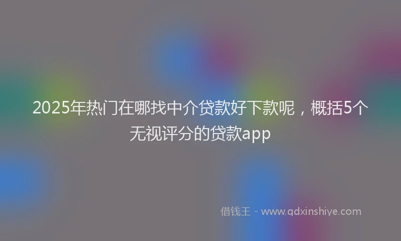 2025年热门在哪找中介贷款好下款呢，概括5个无视评分的贷款app