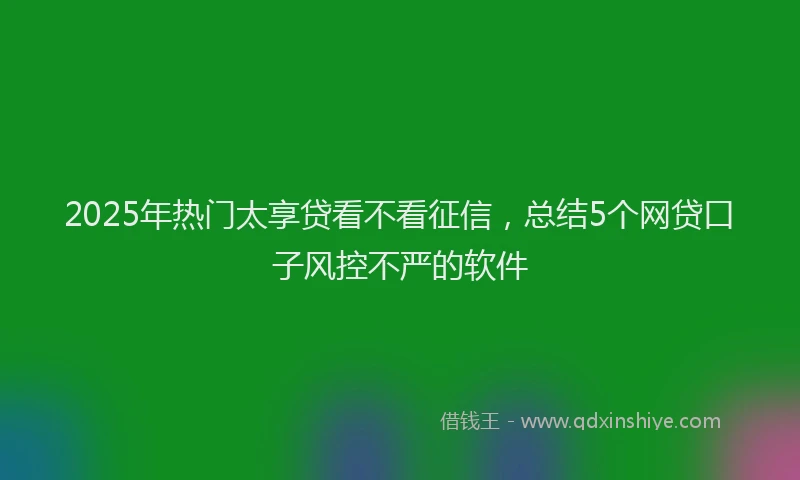 2025年热门太享贷看不看征信，总结5个网贷口子风控不严的软件