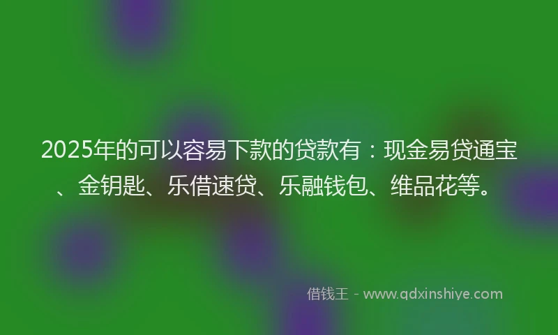 2025年的可以容易下款的贷款有：现金易贷通宝、金钥匙、乐借速贷、乐融钱包、维品花等。