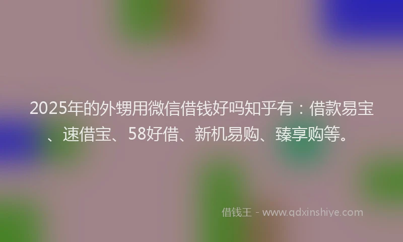 2025年的外甥用微信借钱好吗知乎有：借款易宝、速借宝、58好借、新机易购、臻享购等。