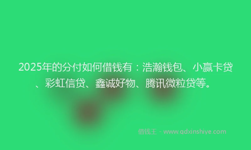 2025年的分付如何借钱有：浩瀚钱包、小赢卡贷、彩虹信贷、鑫诚好物、腾讯微粒贷等。
