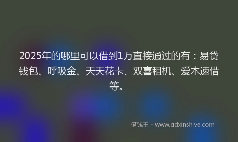 2025年的哪里可以借到1万直接通过的有：易贷钱包、呼吸金、天天花卡、双喜租机、爱木速借等。