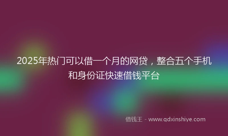 2025年热门可以借一个月的网贷，整合五个手机和身份证快速借钱平台